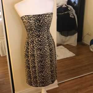 Forever 21 leopard print strapless dress